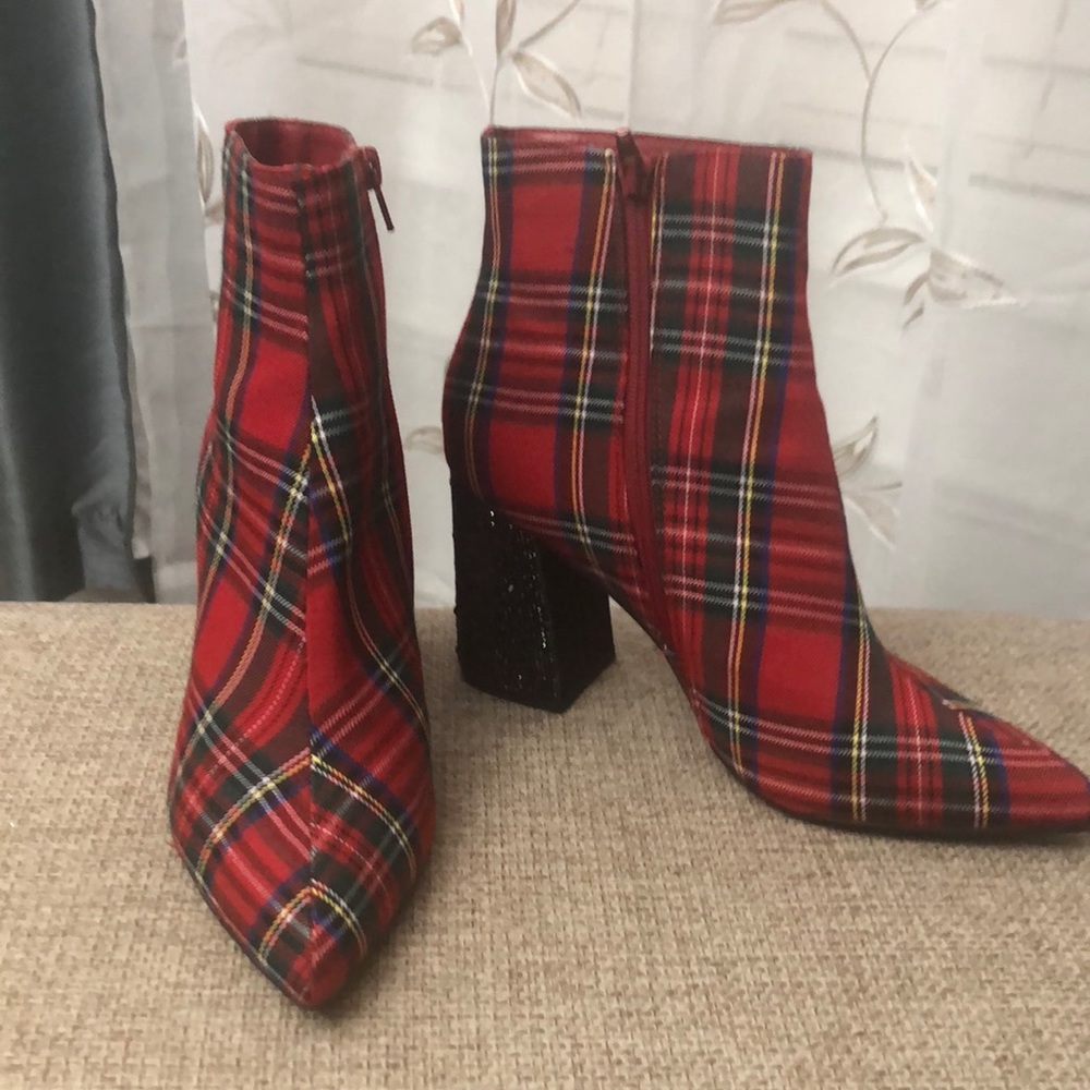Red plaid bootie
